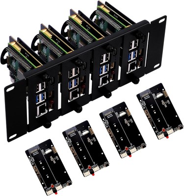 Raspberry Pi 5 Rack Halterung 2U 10 Zoll 4 PCIe M.2