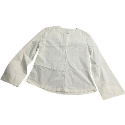 BLDWN Kai Long Sleeve Top Quiet Luxury Minimalist Cotton Womens M Optic White
