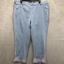 Susan Graver 18W Straight Leg Denim Hem Crop ...
