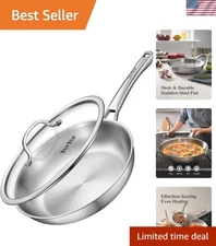Stainless Steel Frying Pan 12 Inch with Lid PFOA PTFE Free Induction Oven Safe