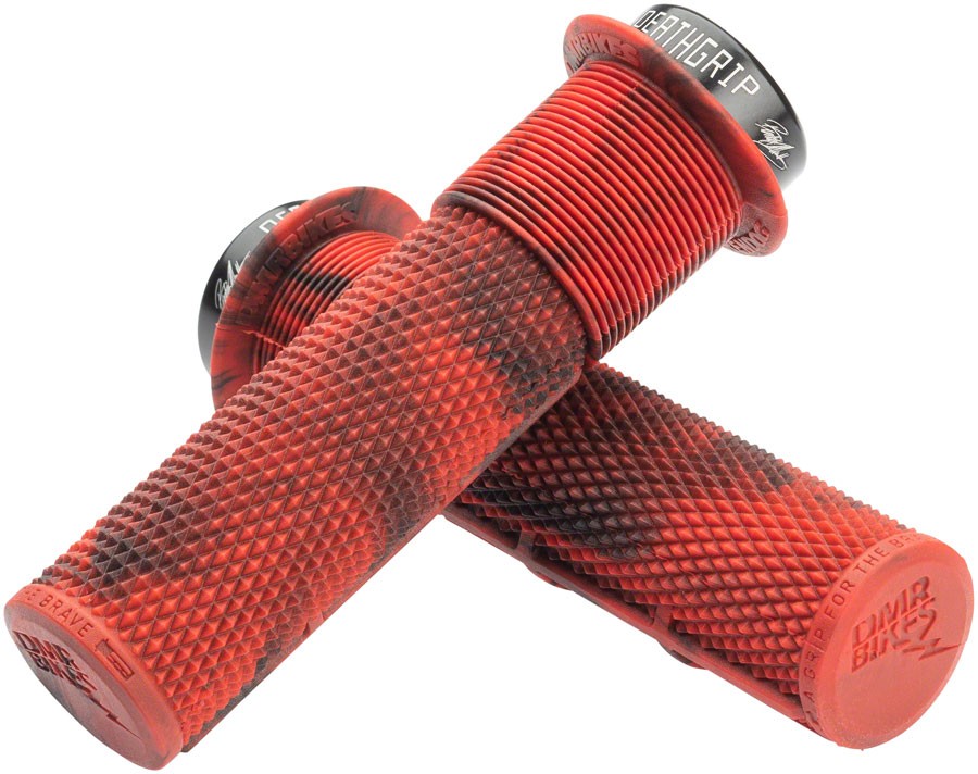 DMR DeathGrip Flanged Bike Grips - Thick Kraton Rubber Lock-On Marble Red 7590₽