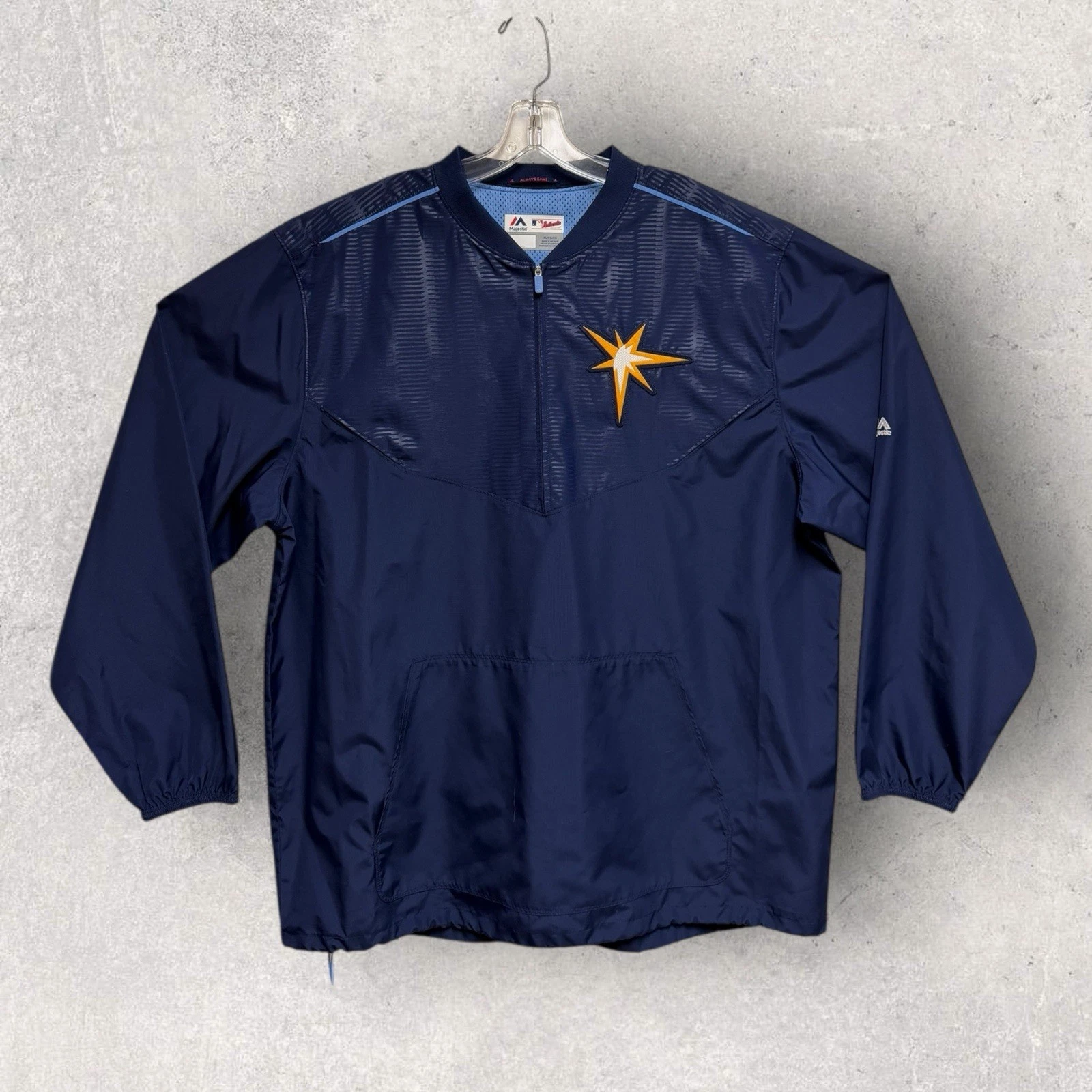 Tampa Bay Rays 1/4 Zip Cool Base Pullover Jacket Majestic Authentic XL 27”x33”