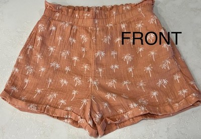 LC Lauren Conrad Women's Shorts Palm Print Cotton Gauze Beachy Fully Lined Sz L