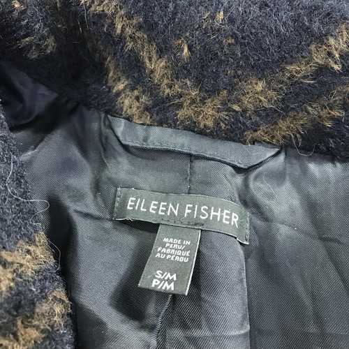 Eileen Fisher Coat Womens Small Medium Plaid Alpaca Wool Blend Jacket - Picture 5 of 13