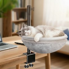 360  Rotating Cat Desk Bed - Adjustable Hammock for Comfortable Kitty Relaxation