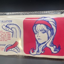 NEW Vintage SHELLI BAND Black Snap-On Headband For Wigs Retro Old Advertising