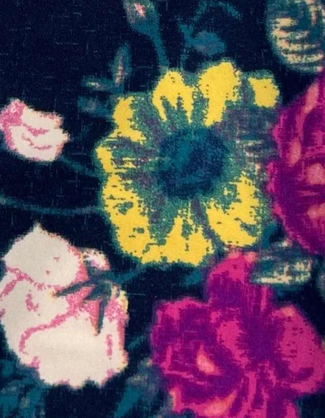 LuLaRoe Leggings OS One Size BLUE PINK Flower Linen ROSE DAISY Vintage Soft Knit - Image 2 of 4