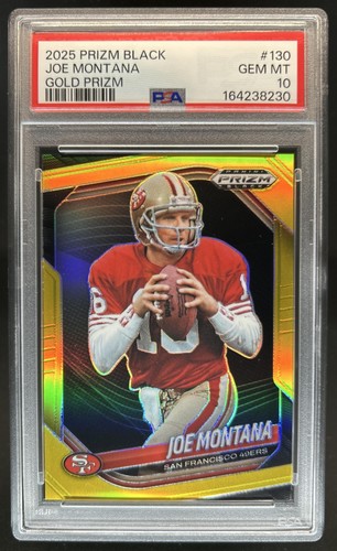 2025 Panini Prizm Black Joe Montana Gold #/10 49ers PSA 10 GEM MINT