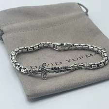 David Yurman 925 Sterling Silver Waves Dagger Chain Bracelet 8"