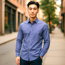 Calvin Klein button shirt Men M slim fit Cotton/blue blk mini check/Long sleeves