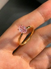 Yellow Gold Oval Cubic Zirconia Ring Size 5 6 7 8 9 10