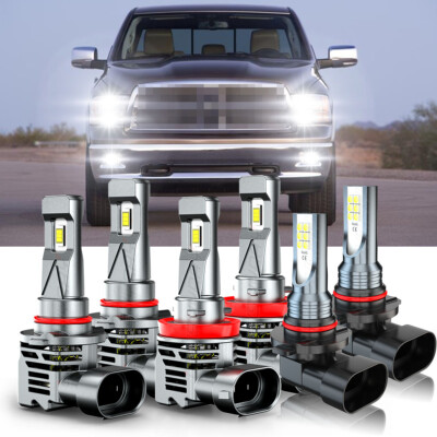 Fit Dodge Ram 1500 2010-2012 6000K LED Headlight Hi/Lo + Fog Light Bulbs Combo