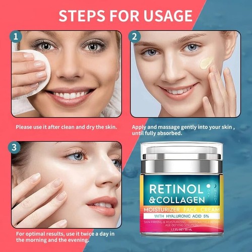 Collagen Cream 2X PACKS with Retinol and Hyaluronic Acid - Facial Moisturizer - Picture 6 of 11