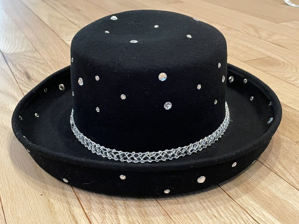 Vintage 1980s The Icing Stylish Bowler Hat Black Wool w  display picture 3