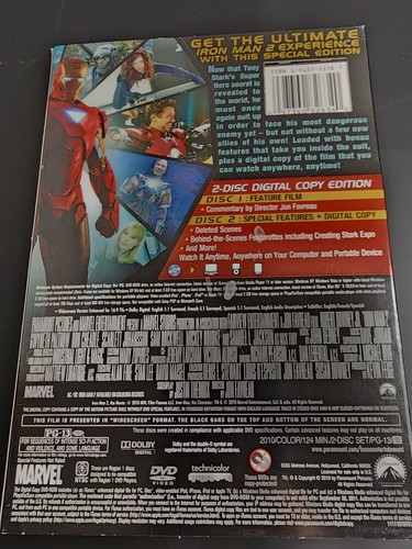 Iron Man 2 (DVD, 2010, 2-Disc Set) Marvel - Picture 2 of 8