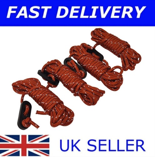 🔥X4 Reflective Brown Guy Line Ropes 2.4M Camping Tent Rope Awning Gazebo - Picture 1 of 3
