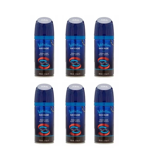 Addiction Savage Body Spray Men Long Lasting Fresh Scent 150ML - Pack Of 6