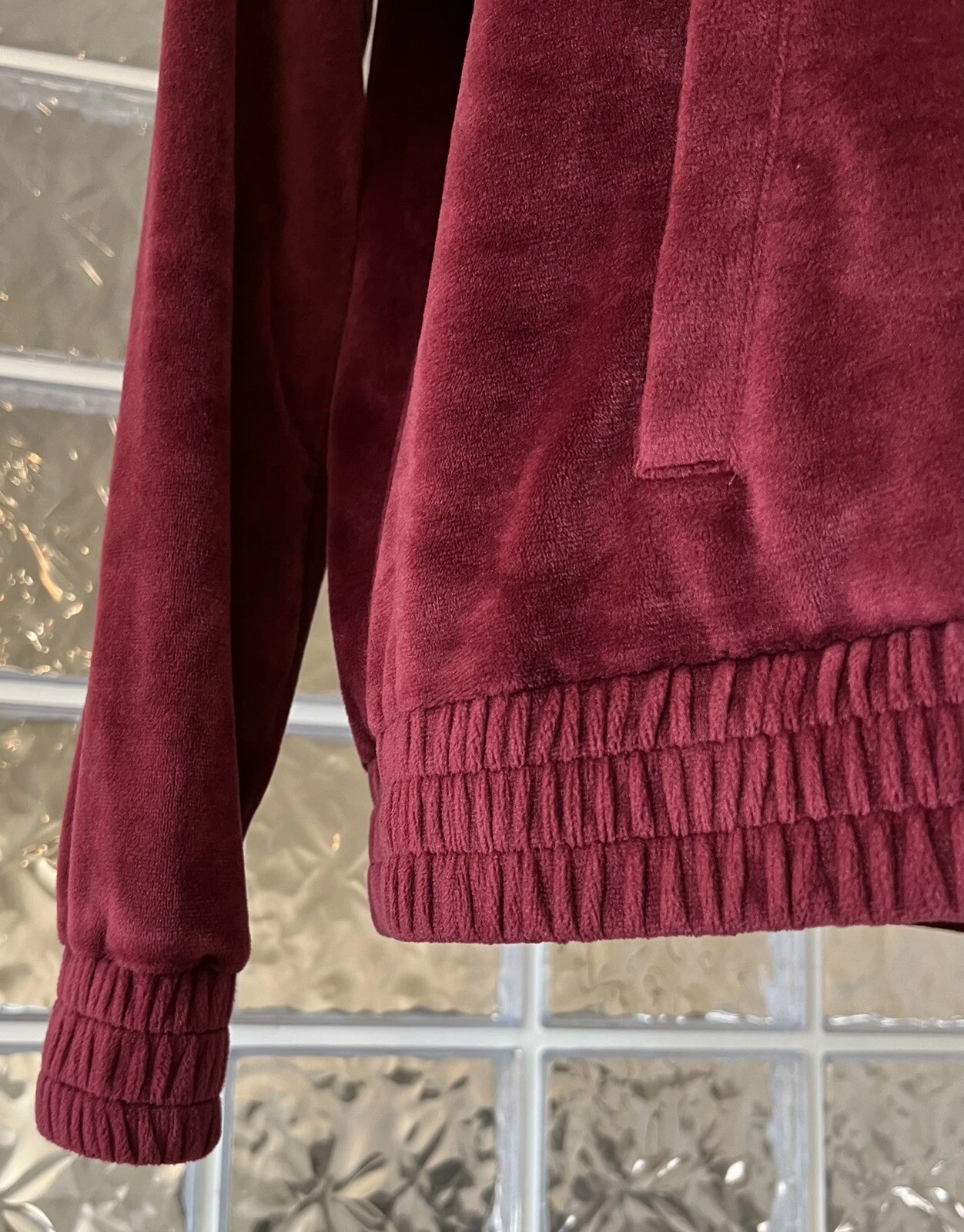 MICHAEL MICHAEL KORS Giacca Pullover Donna Velluto Borgogna con Cappuccio Elasticizzata M