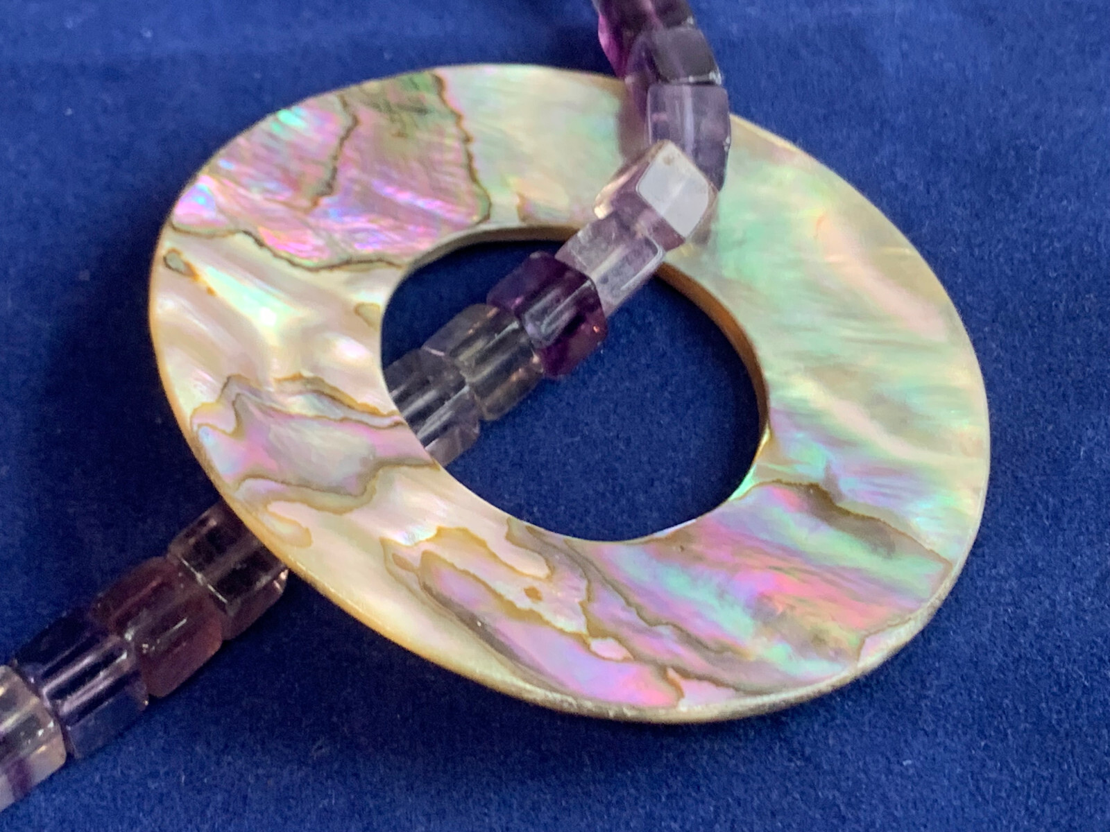 Sterling Silver Abalone Shell Amethyst Beaded Nec… - image 4