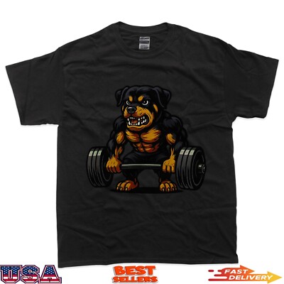 Rottweiler Weightlifting Bodybuilder Workout Gym Dog Lover T-Shirt