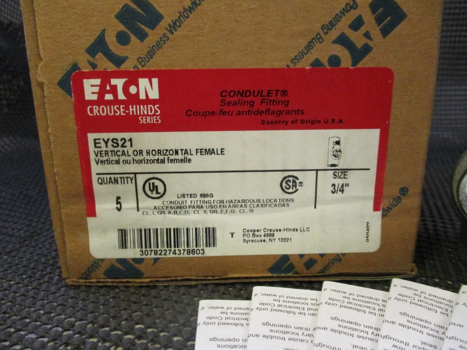 (QTY 5) CROUSE HINDS EYS21 3/4" EXPLOSION PROOF SEAL OFF SAME DAY SHIP