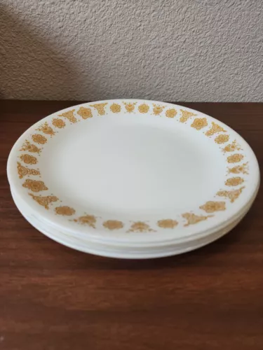 Lot of 5 Corelle by Corning Butterfly Gold 8 1/2 Inch Side Plates WITH WARE!
