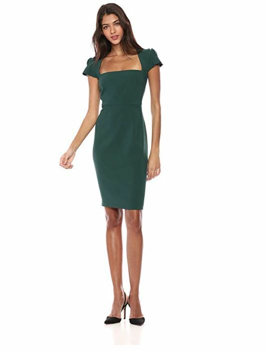 AMAZON Lark & Ro Women's Pleated Ruffle Detail Cap Sleeve Square Neckline Emerald