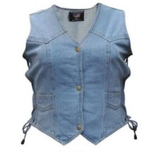 Ladies Blue Denim Side Lace Biker Style Motor...