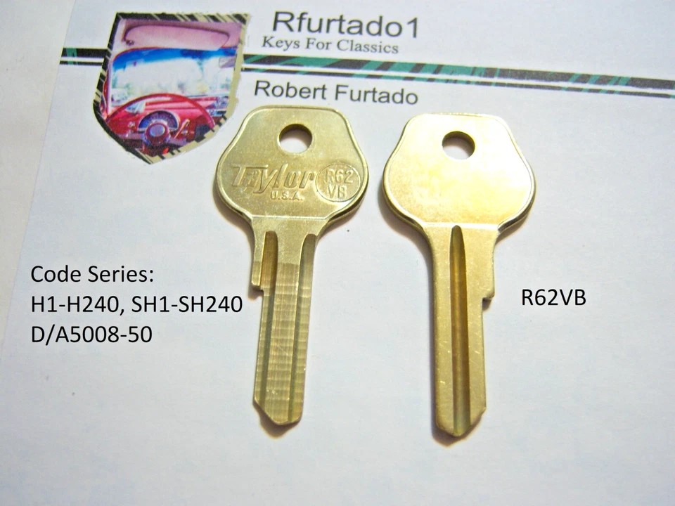 Key Blank for Vintage German Ford,Taunus, D.K.W., Isetta (see code series) R62VB Foto 2 de 2