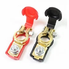 2x Car Battery Cable Terminal Clamp Connectors Negative and Positive Copper