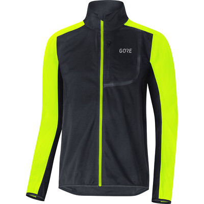 GORE MENS C3 WINDSTOPPER  ZIP OFF JACKET BLACK NEON BIKE CYCLE $200