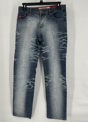 Vintage INDIGO RED Lux Industrial Denim Whiskered Blue Jeans Mens 