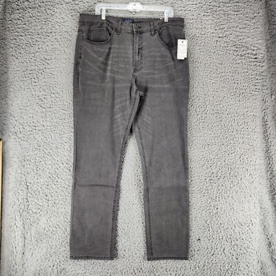 Flag & Anthem Jeans Mens 38x34 Gray Stretch High Rise Slim Straight *NWT*