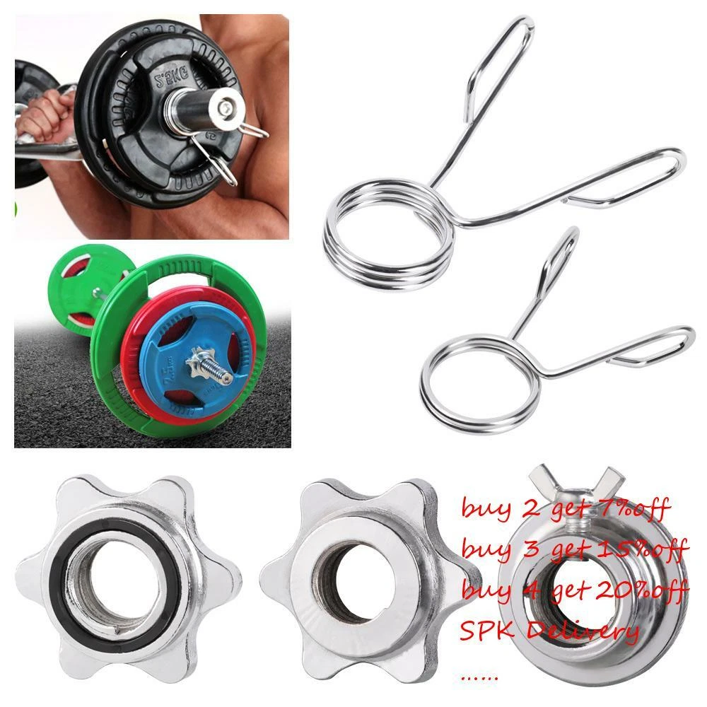 Olympic Check Nut Spin Lock Screw Barbell Bar Clips Dumbbell