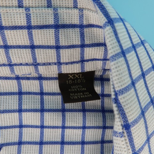 Tasso Elba Blue Gray Check Plaid Long Sleeve Button Down Shirt Size 2XL XXL - Picture 5 of 5