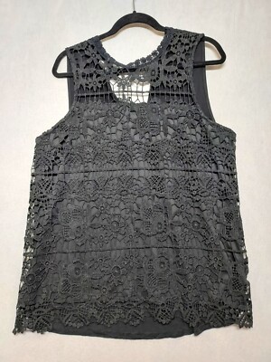 Maurices Lacy Summer Top Sz L Plus Sz 0 Black Tank Lined Boho Minimalism Classy