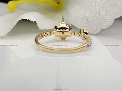 0.19 Ct Diamond Floral Band Engagement Diamond Ring 14k Gold Fine Jewelry - Picture 7 of 7