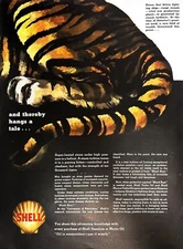 1942 SHELL OIL Original Vintage Print Ad Automotive Gasoline Tiger World War II