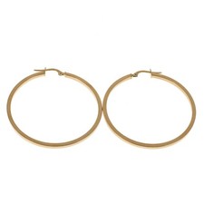 Creolen aus 585 Gold 14 Karat 4,5 cm Durchmesser 2 mm Breite Quadratisches Rohr