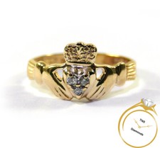 Irish Diamond Claddagh 10k Yellow Gold Ring