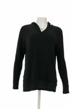 Cuddl Duds Ultra Soft Comfort Hooded Tunic w/Rib Detail-Black-Small-NEW-A346814