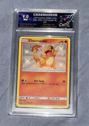 2019 POKEMON SUN & MOON HIDDEN FATES CHARMANDER BABY SHINY #SV6 CWTC 9 Graded
