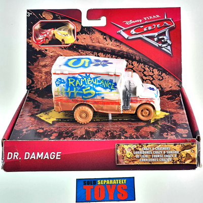 Disney Cars 3 DR DAMAGE Rambulance ambulance Crazy Crashing action crashers NEW