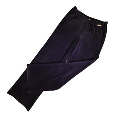 St John Sport Pants Womens Size S Black Velour Joggers Drawstring Elastic Waist