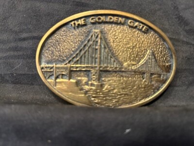 Vintage Solid Brass Bridge Scene Belt Buckle Covered Bridge Belt Buckle Solid Brass Langley Michigan  main image 2