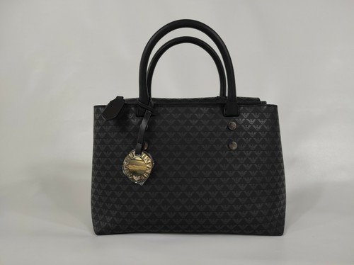 Emporio Armani borsa donna a mano grigia nera logo sportiva manici elegante  bag | eBay
