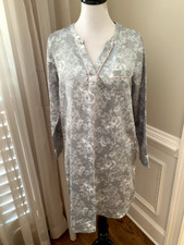 Carole Hochman nightgown medium m gown cotton backed satin long sleeves