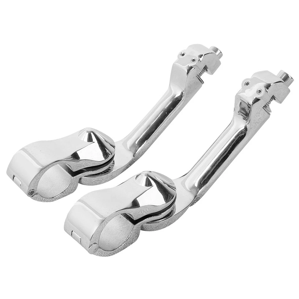 Chrome 1-1/4" Adjustable Highway Long Angled Foot Pegs Mount Fit For Harley Dyna - Image 4 of 4