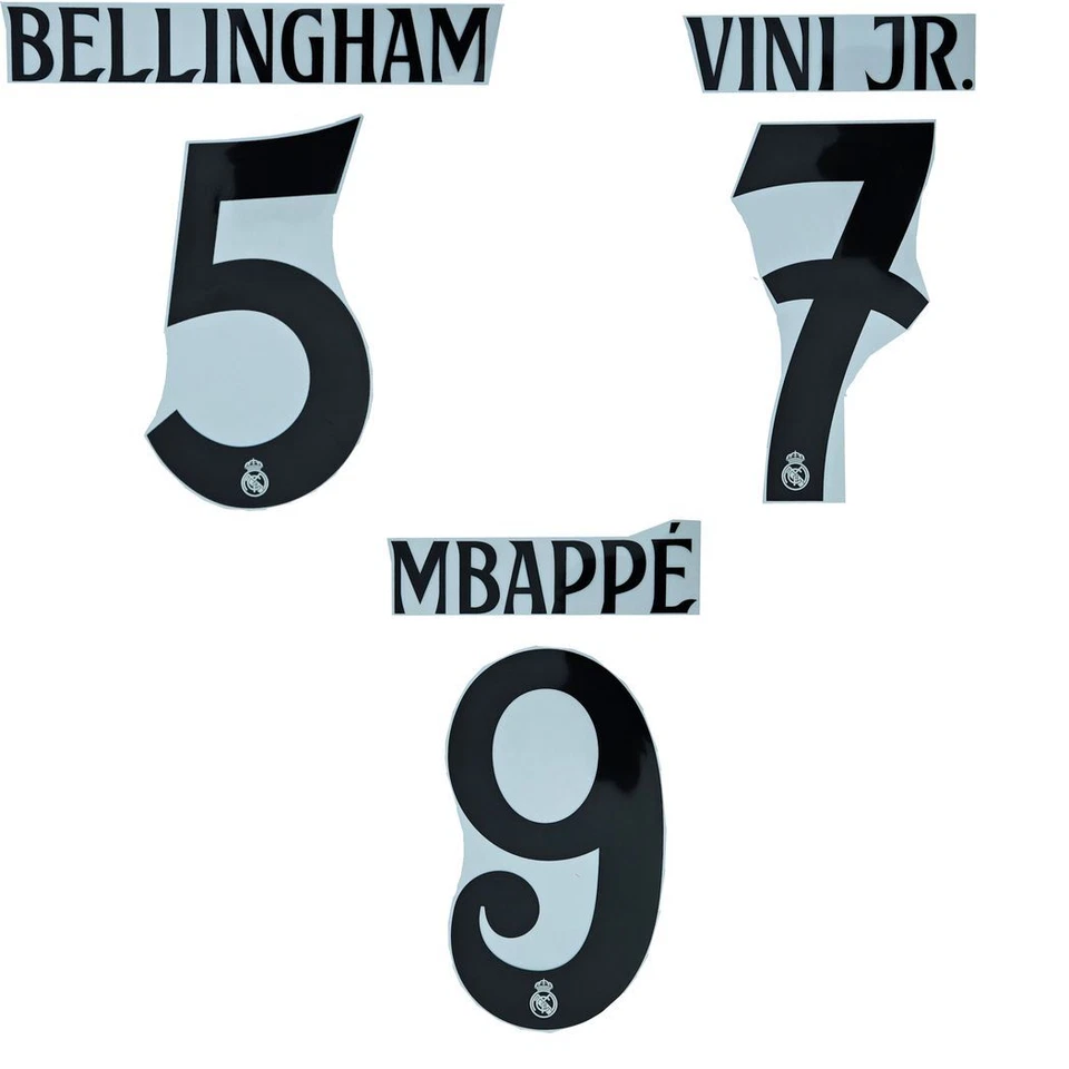 ADIDAS REAL MADRID FLOCK für Heimtrikot 2024-2025 Mbappé Bellingham Vini.Jr