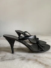 VALENTINO GARAVANI BLACK FLORAL SANDALS SHOES SIZE 37